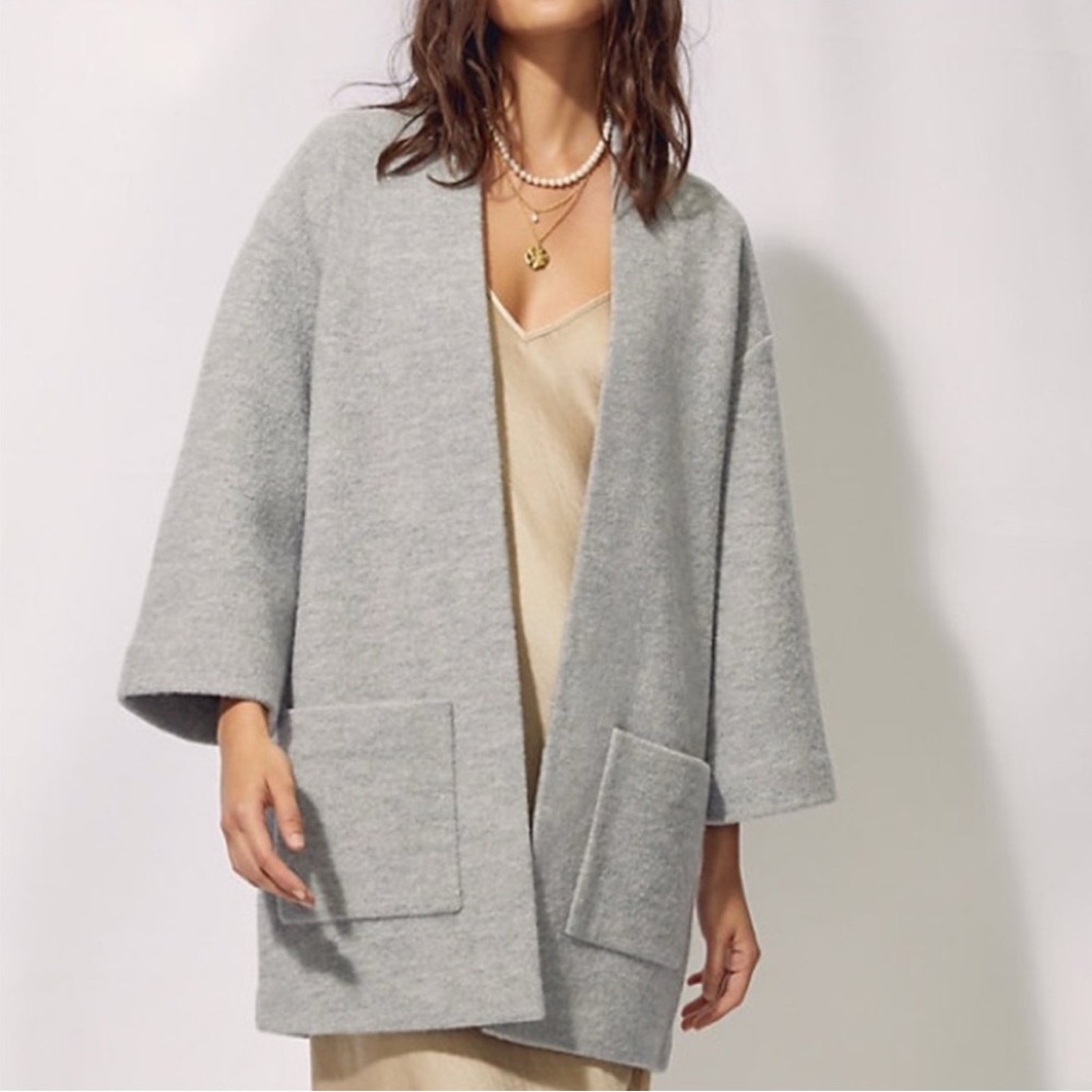 Wilfred Light Gray 100% Merino Wool Open Sweater